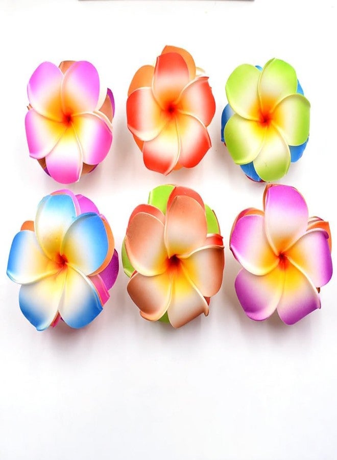 Qintreesify 10Pcs Multicolor Hawaii Plumeria Flower Clips Hawaiian Flowers Hair Barrettes Beach Party Hair Clips Artificial Tropical Flower Hairpins for Wedding Hair Accessories (7cm) - Image 2